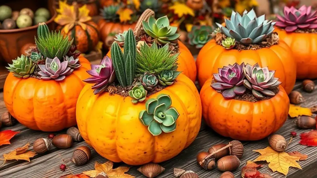 autumn themed plant containers