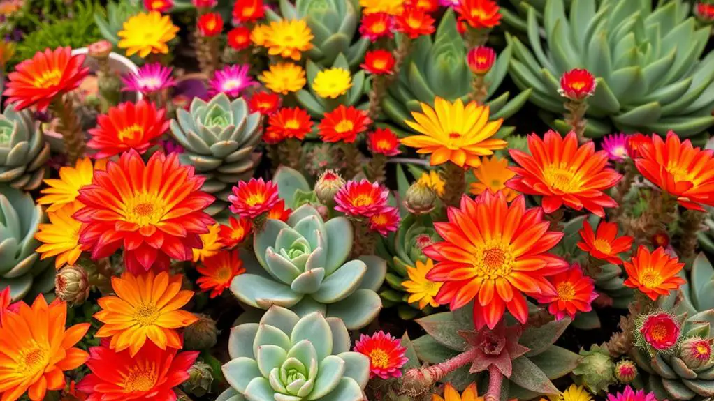 beautiful flowering garden succulents