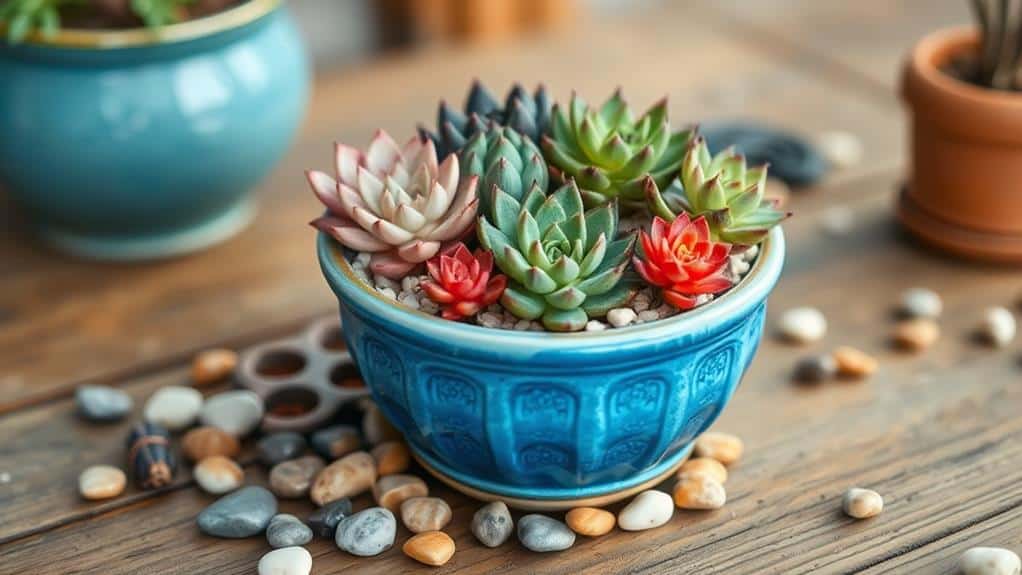 ceramic blue plant holder