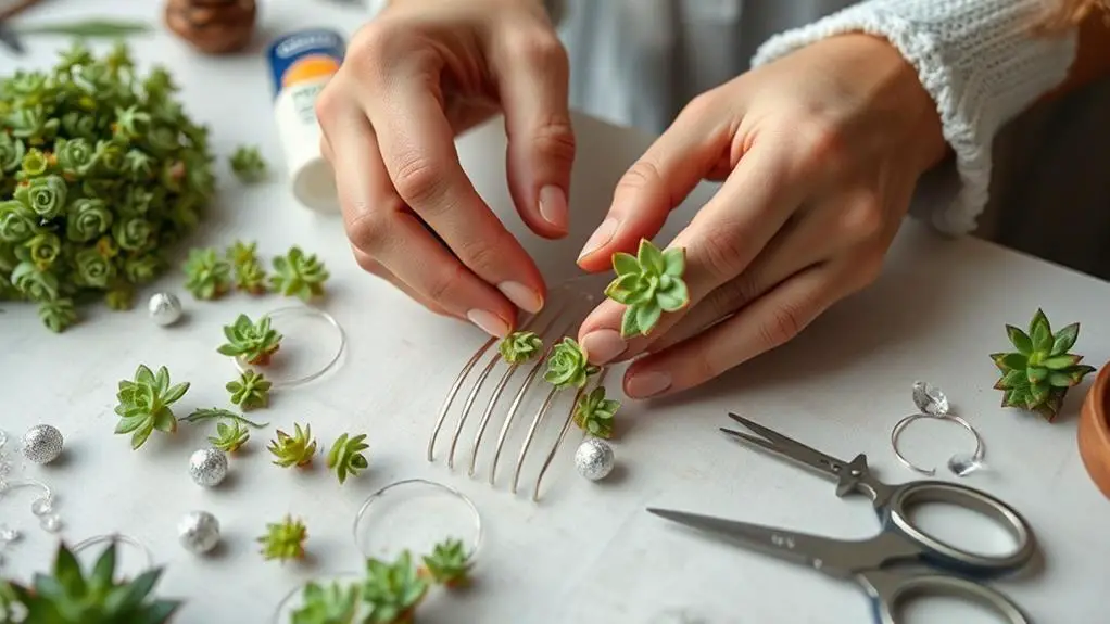 crafting succulent hair accessories