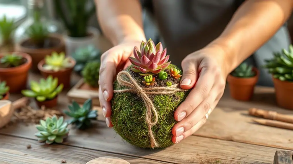 create kokedama succulent easily