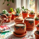 decorative succulent pot painting