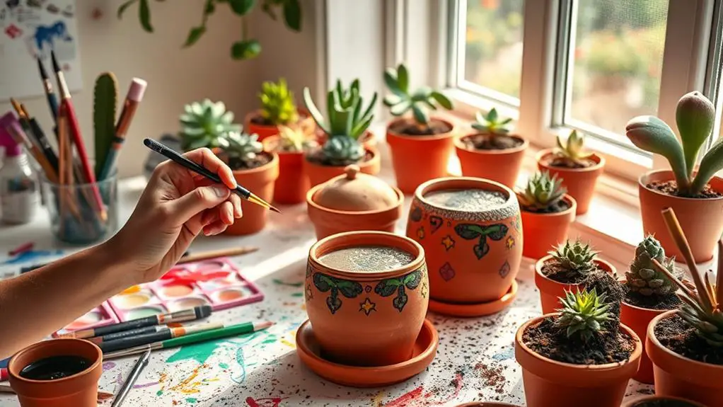 decorative succulent pot painting