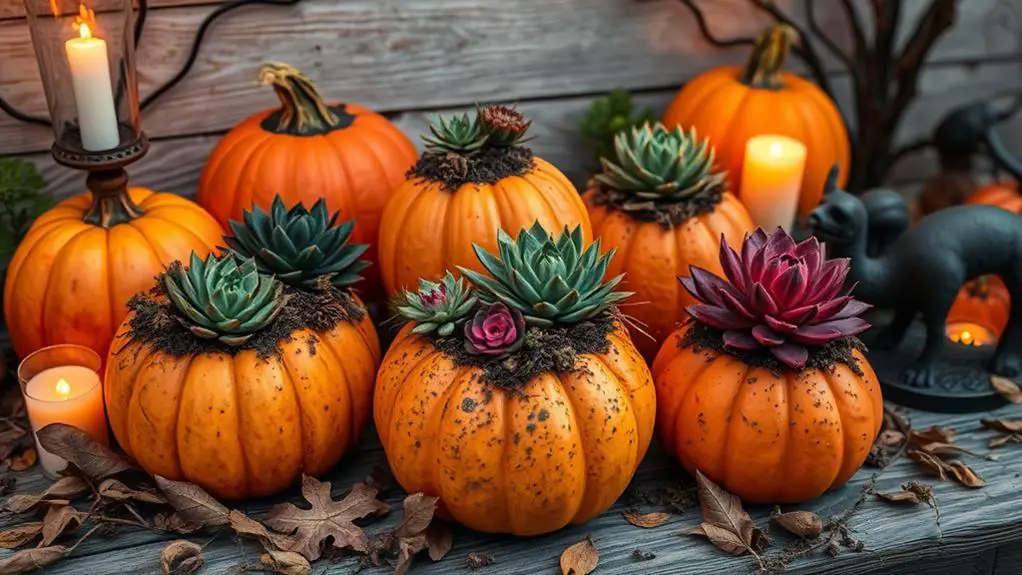 decorative succulent pumpkin arrangements