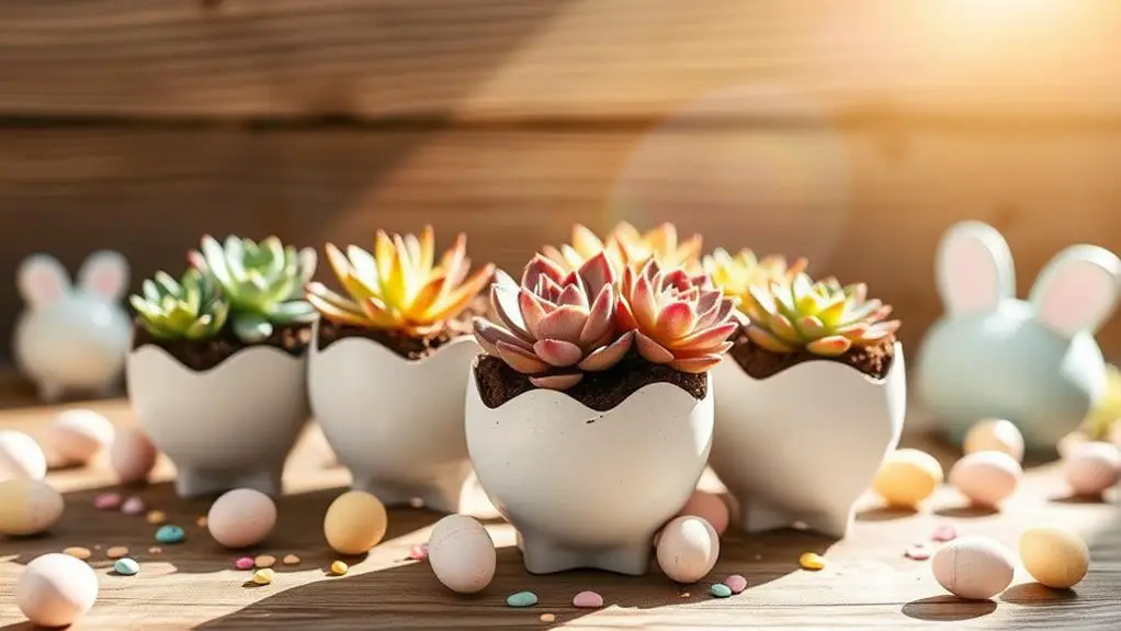 delicate eggshell plant holders