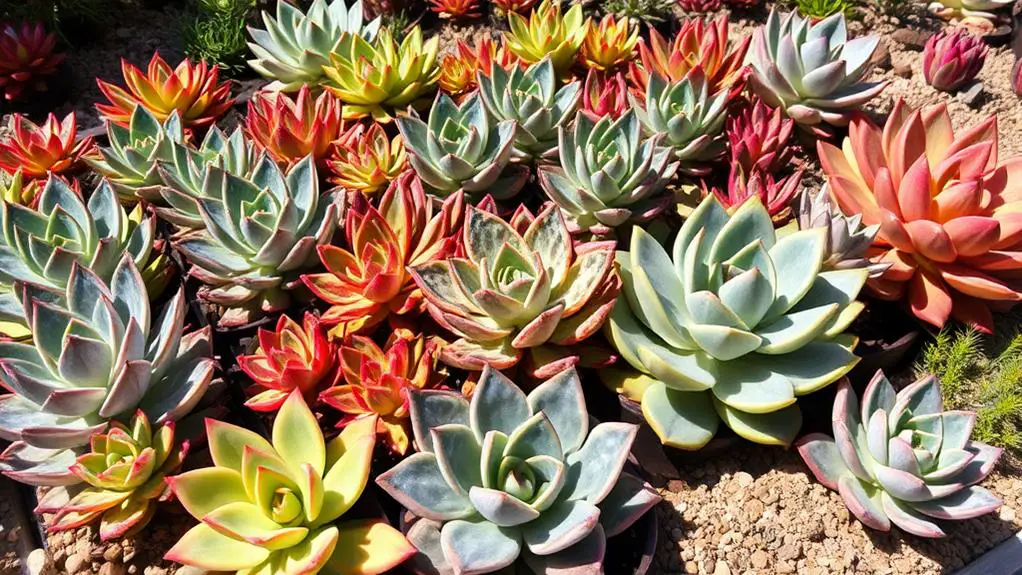 diverse colorful succulent varieties