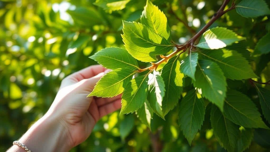 gathering fresh bay leaves