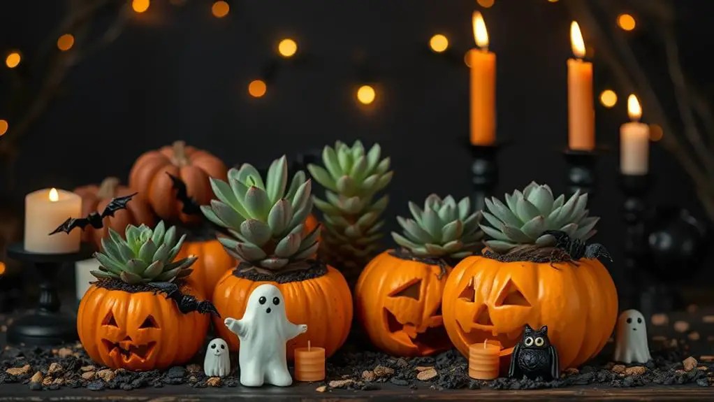 halloween themed succulent arrangements