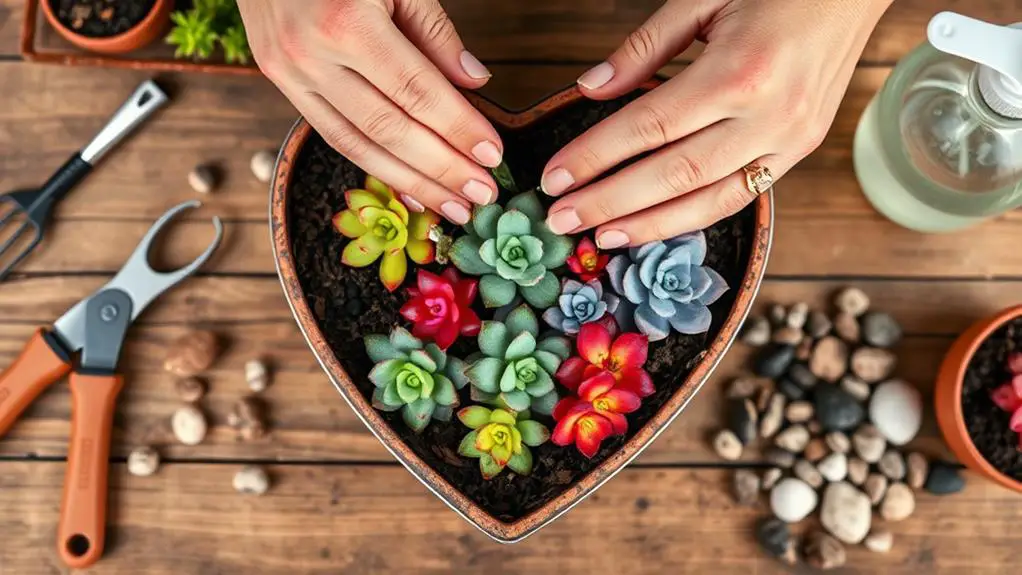 heart shaped succulent arrangement guide