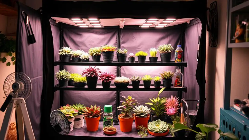 indoor succulent grow tent setup