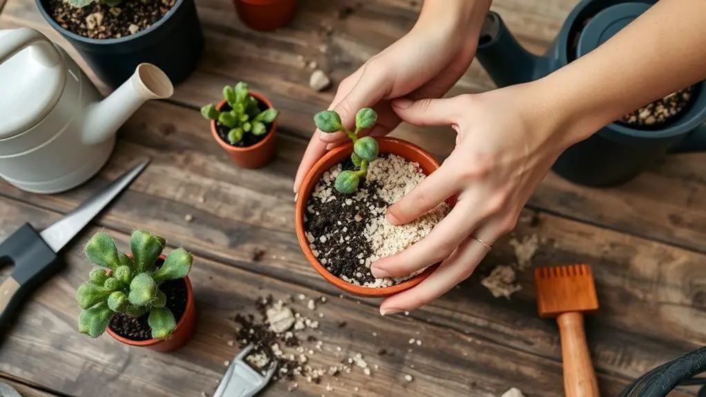 mixing soil for planting