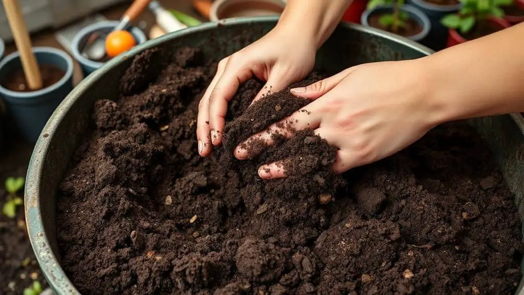 mixing soil for plants