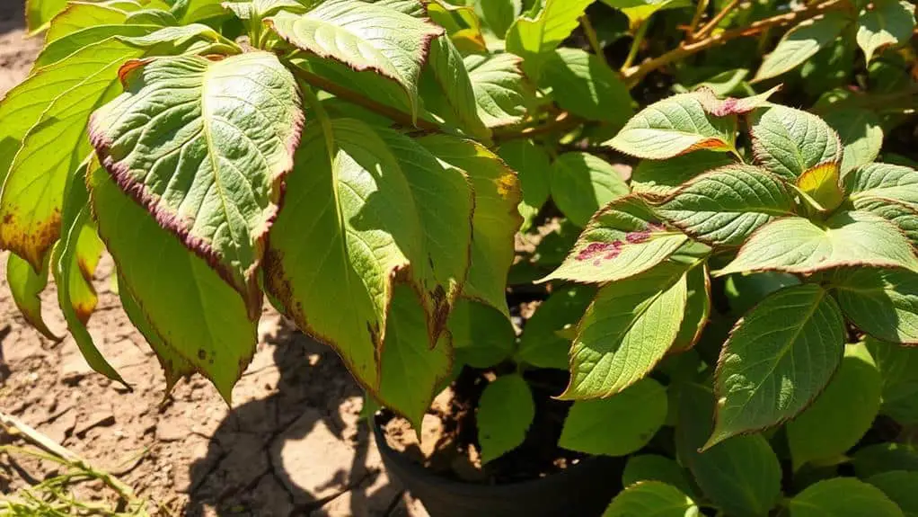 plants showing heat stress