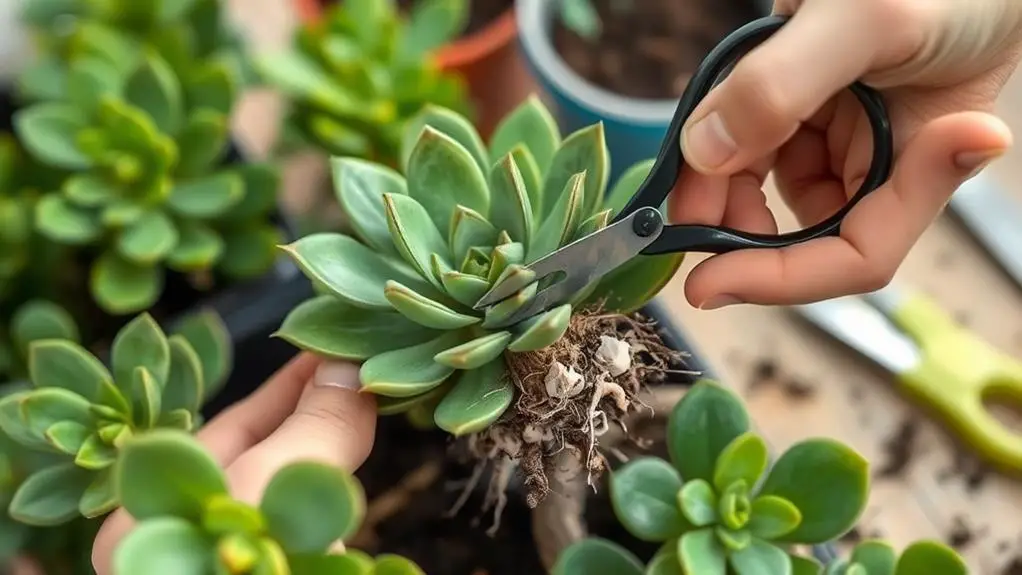 prune injured plant roots