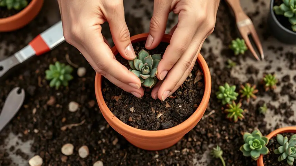 replant fresh succulent varieties