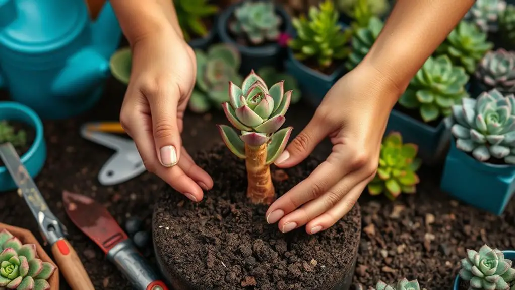 replant the succulent carefully