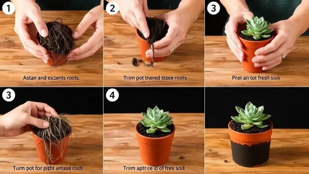 repotting root bound succulents