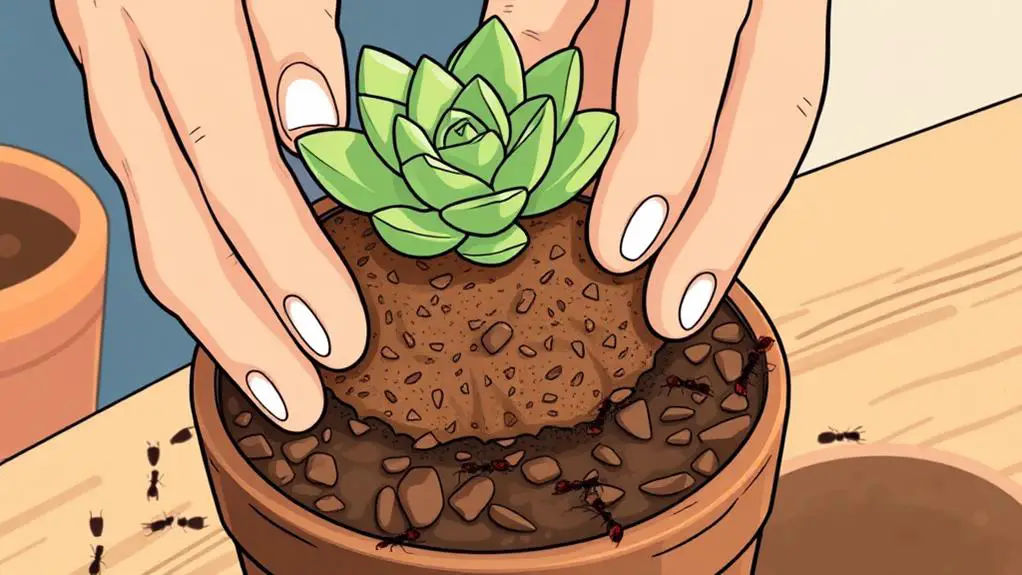 repotting using new soil