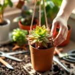 safe repotting hanging succulents