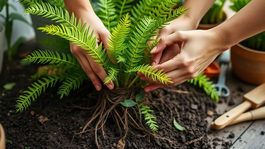 split established fern plants