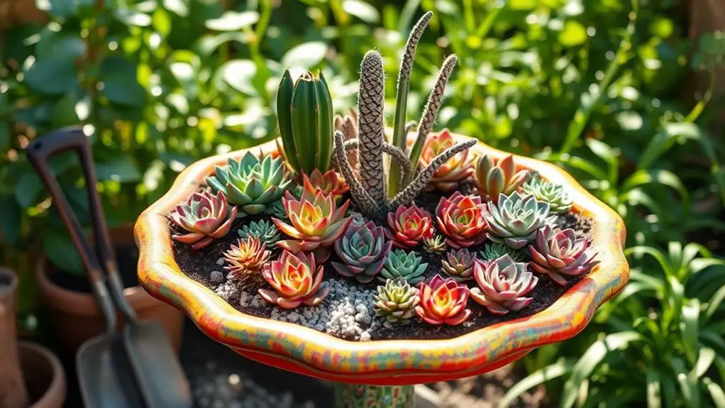 succulent bird bath planter