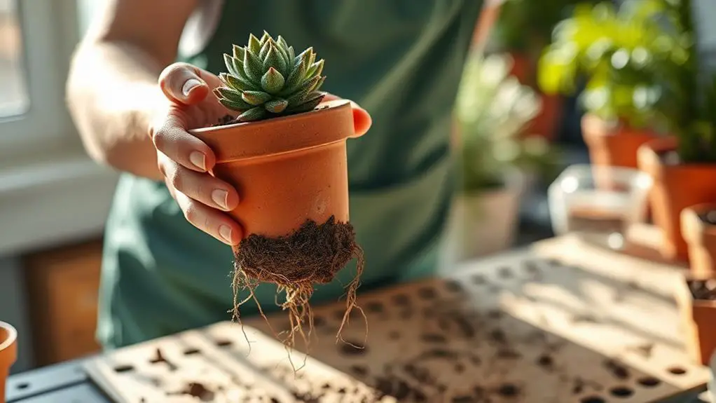 succulent removal from pot