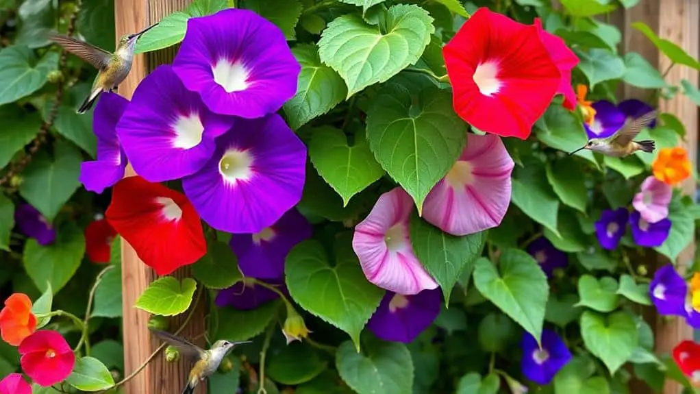 vibrant flowers climbing vines