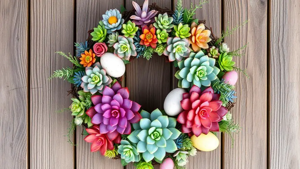 vibrant succulent wreath arrangements