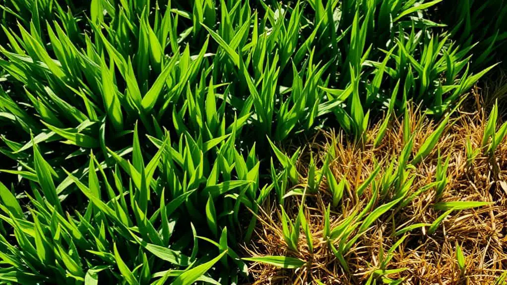 watering grass in sunlight