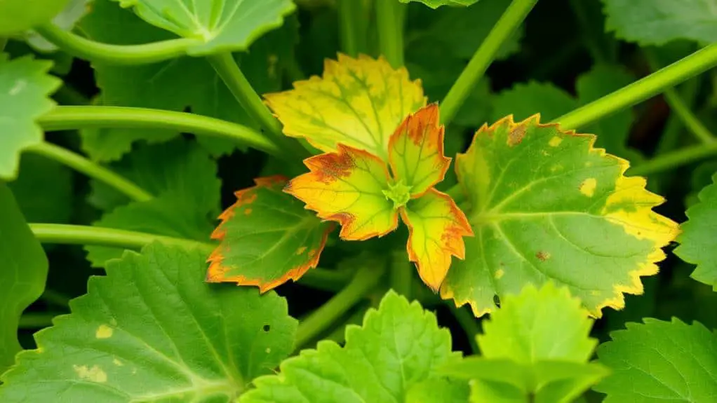 zucchini leaves browning causes